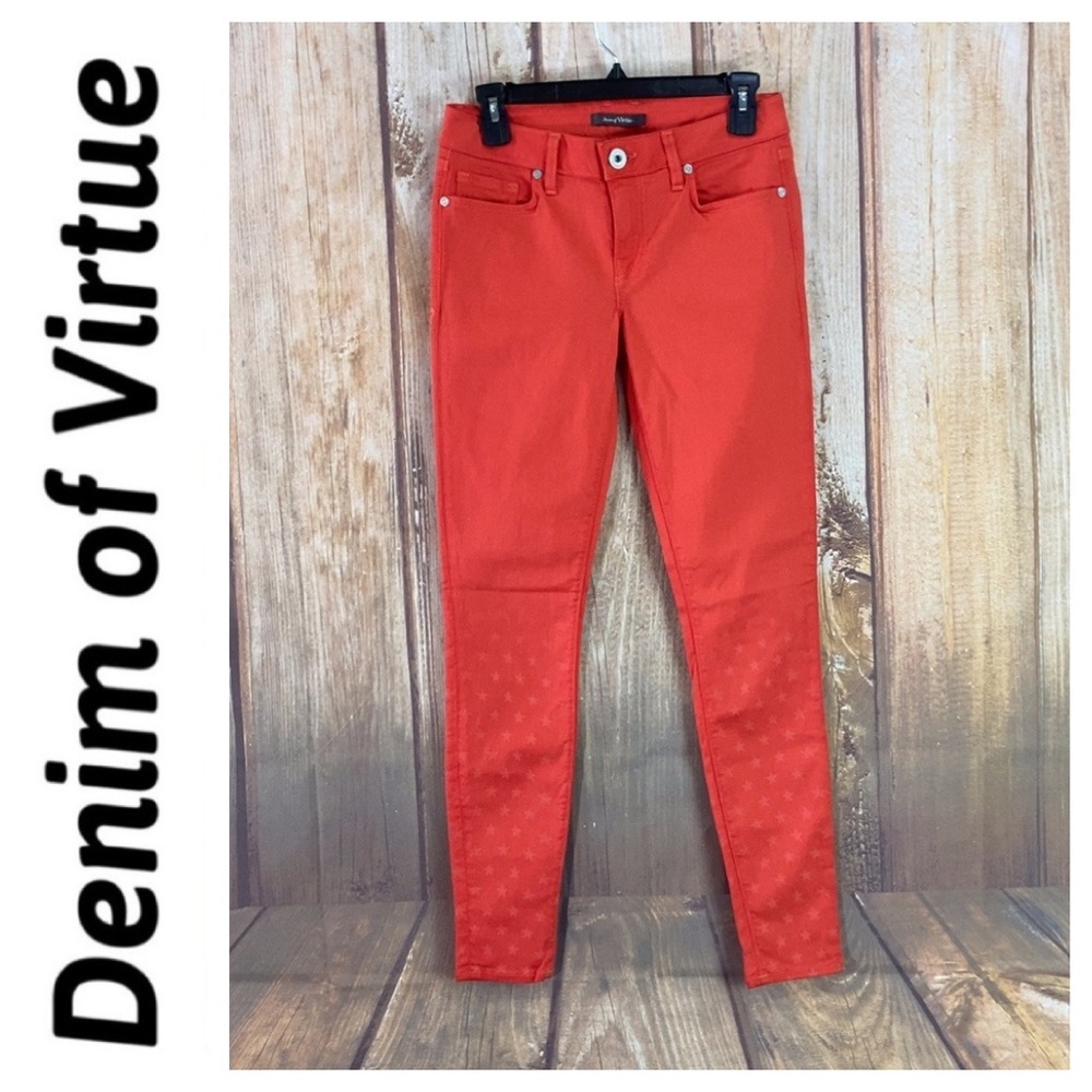 ➡️Denim of Virtue Blood Orange Red Skinny Size 27